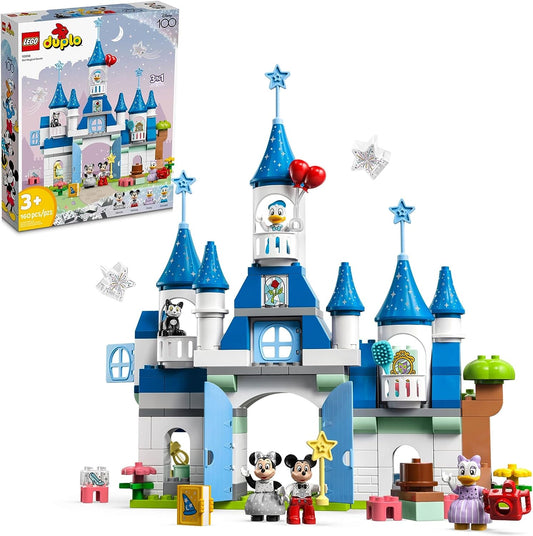 DUPLO Disney 3In1 Magic Castle Building Set for Family Play with 5 Disney Figures Including Mickey, Minnie, and Their Friends, Magical Disney 100 Adventure Toy for Toddlers Ages 3 and Up, 10998